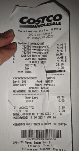 Costco receipt